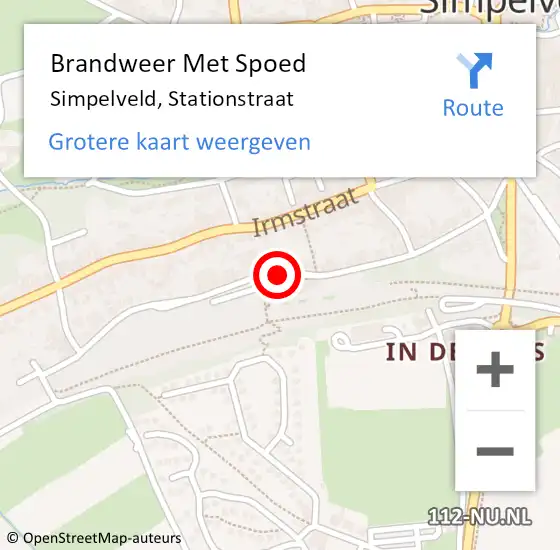 Locatie op kaart van de 112 melding: Brandweer Met Spoed Naar Simpelveld, Stationstraat op 15 februari 2017 15:09