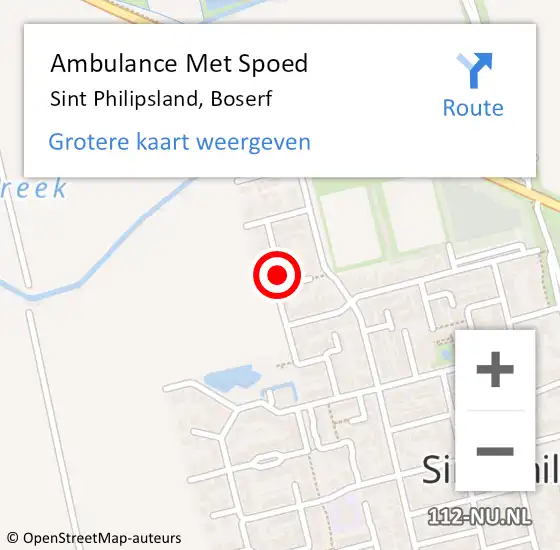 Locatie op kaart van de 112 melding: Ambulance Met Spoed Naar Sint Philipsland, Boserf op 15 februari 2017 15:24