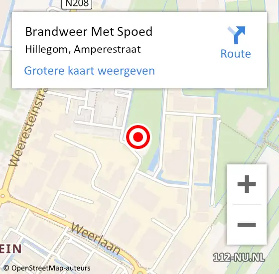 Locatie op kaart van de 112 melding: Brandweer Met Spoed Naar Hillegom, Amperestraat op 15 februari 2017 15:26