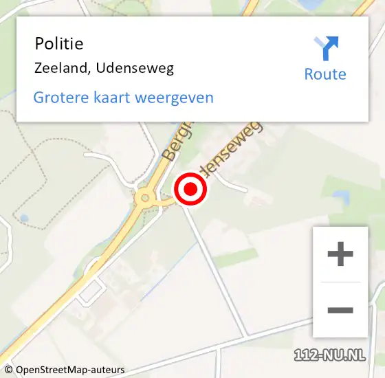 Locatie op kaart van de 112 melding: Politie Zeeland, Udenseweg op 15 februari 2017 16:05