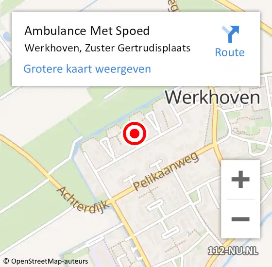 Locatie op kaart van de 112 melding: Ambulance Met Spoed Naar Werkhoven, Zuster Gertrudisplaats op 15 februari 2017 17:02