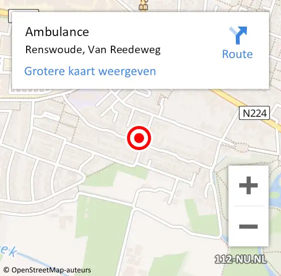 Locatie op kaart van de 112 melding: Ambulance Renswoude, Van Reedeweg op 15 februari 2017 17:36