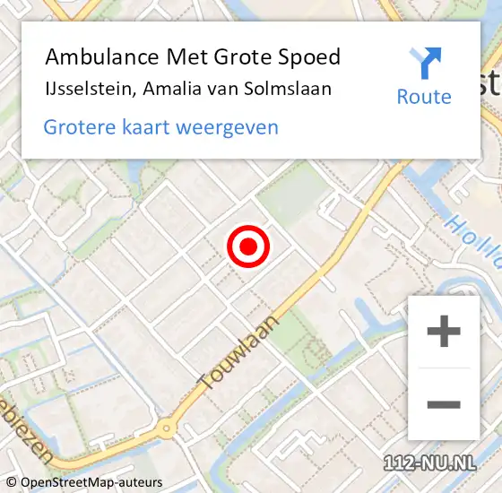 Locatie op kaart van de 112 melding: Ambulance Met Grote Spoed Naar IJsselstein, Amalia van Solmslaan op 15 februari 2017 18:21