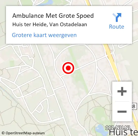 Locatie op kaart van de 112 melding: Ambulance Met Grote Spoed Naar Huis ter Heide, Van Ostadelaan op 15 februari 2017 18:39