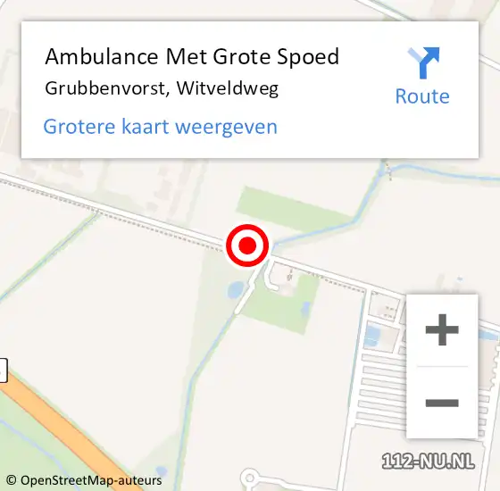 Locatie op kaart van de 112 melding: Ambulance Met Grote Spoed Naar Grubbenvorst, Witveldweg op 15 februari 2017 18:43