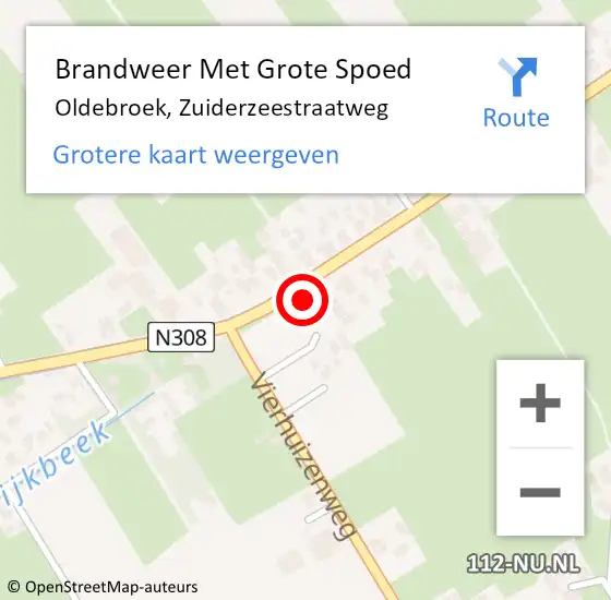 Locatie op kaart van de 112 melding: Brandweer Met Grote Spoed Naar Oldebroek, Zuiderzeestraatweg op 15 februari 2017 18:55