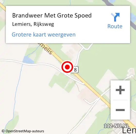Locatie op kaart van de 112 melding: Brandweer Met Grote Spoed Naar Lemiers, Rijksweg op 15 februari 2017 19:00