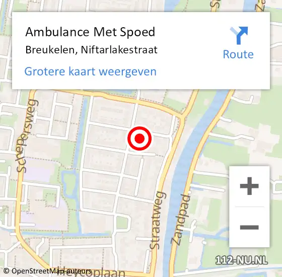 Locatie op kaart van de 112 melding: Ambulance Met Spoed Naar Breukelen, Niftarlakestraat op 15 februari 2017 19:49