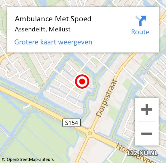 Locatie op kaart van de 112 melding: Ambulance Met Spoed Naar Assendelft, Meilust op 15 februari 2017 20:09