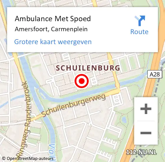 Locatie op kaart van de 112 melding: Ambulance Met Spoed Naar Amersfoort, Carmenplein op 15 februari 2017 20:17