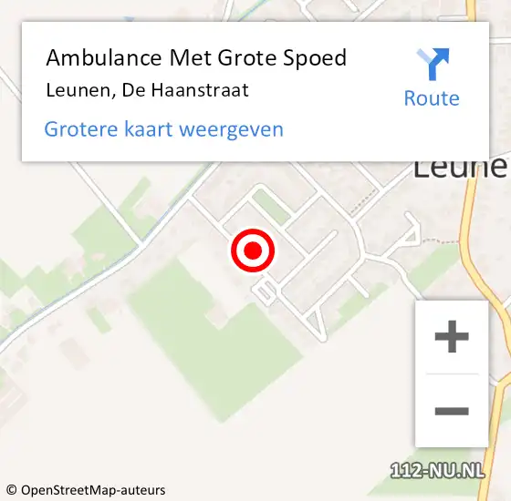 Locatie op kaart van de 112 melding: Ambulance Met Grote Spoed Naar Leunen, De Haanstraat op 11 januari 2014 06:46