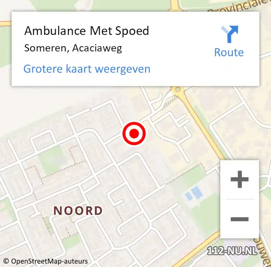 Locatie op kaart van de 112 melding: Ambulance Met Spoed Naar Someren, Acaciaweg op 15 februari 2017 21:56