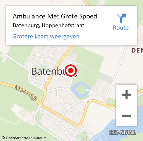 Locatie op kaart van de 112 melding: Ambulance Met Grote Spoed Naar Batenburg, Hoppenhofstraat op 15 februari 2017 21:58