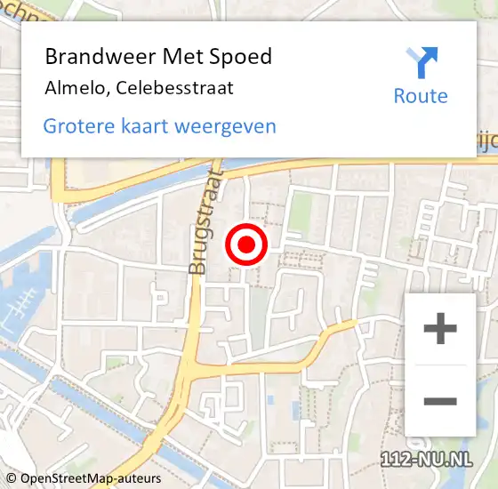 Locatie op kaart van de 112 melding: Brandweer Met Spoed Naar Almelo, Celebesstraat op 15 februari 2017 22:02