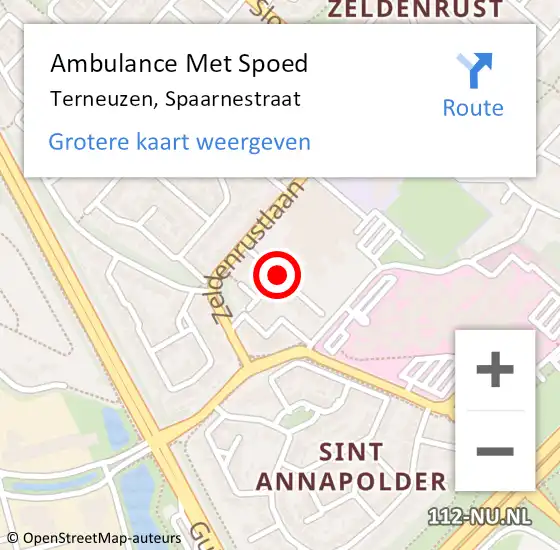 Locatie op kaart van de 112 melding: Ambulance Met Spoed Naar Terneuzen, Spaarnestraat op 15 februari 2017 22:07