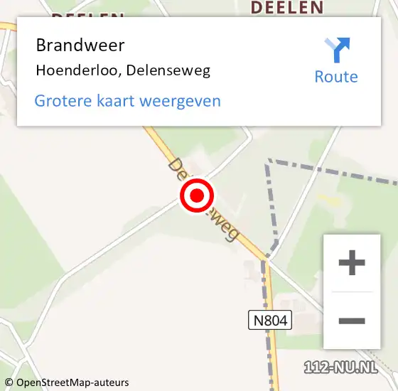 Locatie op kaart van de 112 melding: Brandweer Hoenderloo, Delenseweg op 15 februari 2017 22:09