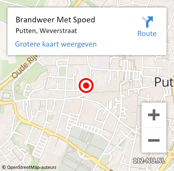 Locatie op kaart van de 112 melding: Brandweer Met Spoed Naar Putten, Weverstraat op 15 februari 2017 22:26