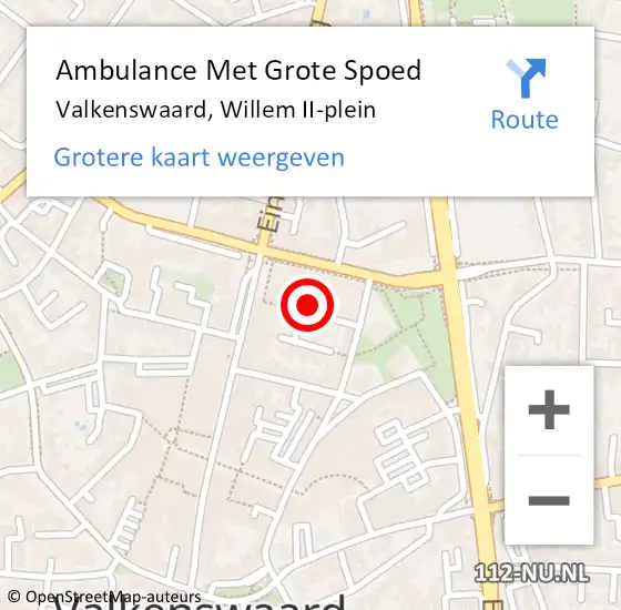 Locatie op kaart van de 112 melding: Ambulance Met Grote Spoed Naar Valkenswaard, Willem II-plein op 15 februari 2017 22:54