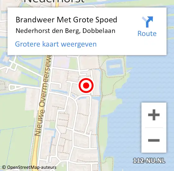 Locatie op kaart van de 112 melding: Brandweer Met Grote Spoed Naar Nederhorst den Berg, Dobbelaan op 15 februari 2017 23:07