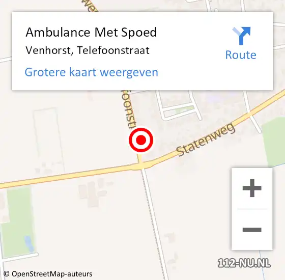 Locatie op kaart van de 112 melding: Ambulance Met Spoed Naar Venhorst, Telefoonstraat op 15 februari 2017 23:09