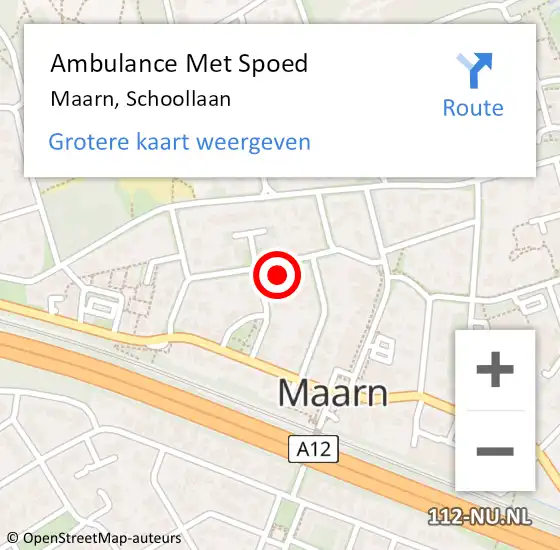 Locatie op kaart van de 112 melding: Ambulance Met Spoed Naar Maarn, Schoollaan op 16 februari 2017 00:08