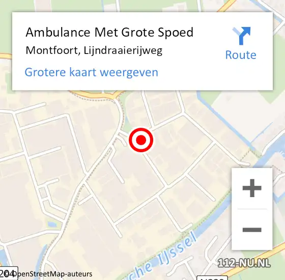 Locatie op kaart van de 112 melding: Ambulance Met Grote Spoed Naar Montfoort, Lijndraaierijweg op 16 februari 2017 00:58