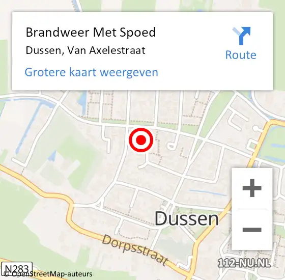 Locatie op kaart van de 112 melding: Brandweer Met Spoed Naar Dussen, Van Axelestraat op 16 februari 2017 00:59