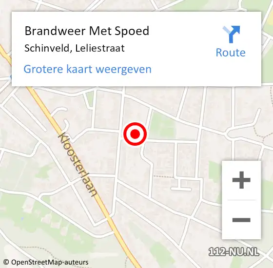 Locatie op kaart van de 112 melding: Brandweer Met Spoed Naar Schinveld, Leliestraat op 16 februari 2017 01:02