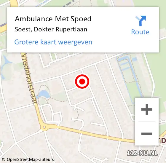 Locatie op kaart van de 112 melding: Ambulance Met Spoed Naar Soest, Dokter Rupertlaan op 16 februari 2017 01:12