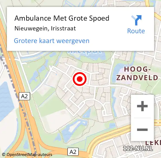 Locatie op kaart van de 112 melding: Ambulance Met Grote Spoed Naar Nieuwegein, Irisstraat op 16 februari 2017 02:59