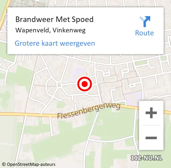 Locatie op kaart van de 112 melding: Brandweer Met Spoed Naar Wapenveld, Vinkenweg op 16 februari 2017 05:35