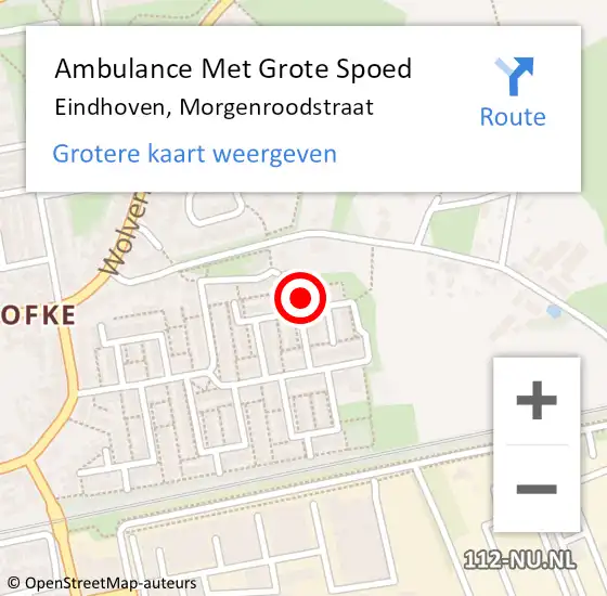 Locatie op kaart van de 112 melding: Ambulance Met Grote Spoed Naar Eindhoven, Morgenroodstraat op 16 februari 2017 06:51