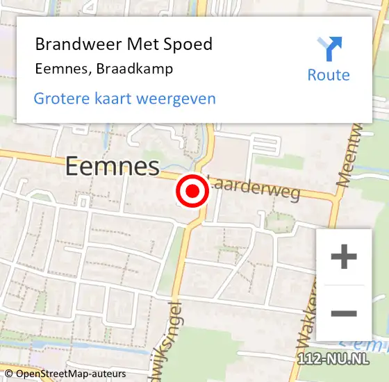 Locatie op kaart van de 112 melding: Brandweer Met Spoed Naar Eemnes, Braadkamp op 16 februari 2017 08:26