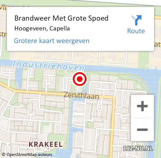 Locatie op kaart van de 112 melding: Brandweer Met Grote Spoed Naar Hoogeveen, Capella op 16 februari 2017 09:52