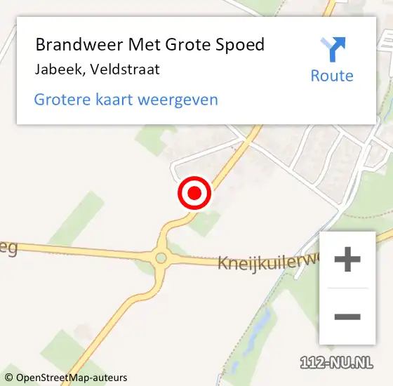 Locatie op kaart van de 112 melding: Brandweer Met Grote Spoed Naar Jabeek, Veldstraat op 16 februari 2017 10:07