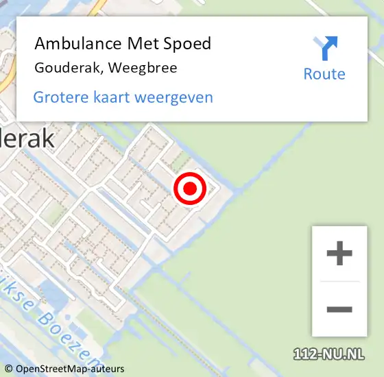 Locatie op kaart van de 112 melding: Ambulance Met Spoed Naar Gouderak, Weegbree op 16 februari 2017 10:26