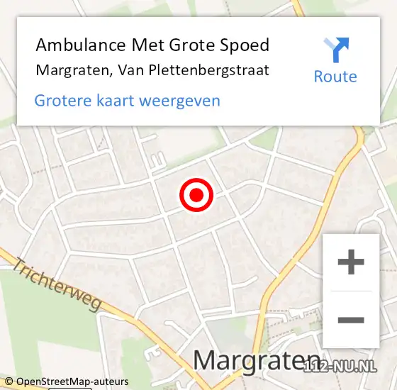 Locatie op kaart van de 112 melding: Ambulance Met Grote Spoed Naar Margraten, Van Plettenbergstraat op 11 januari 2014 08:48