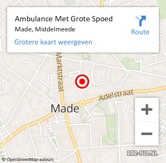 Locatie op kaart van de 112 melding: Ambulance Met Grote Spoed Naar Made, Middelmeede op 16 februari 2017 10:53