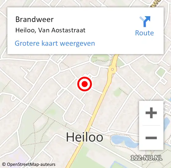 Locatie op kaart van de 112 melding: Brandweer Heiloo, Van Aostastraat op 11 januari 2014 08:50