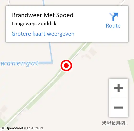 Locatie op kaart van de 112 melding: Brandweer Met Spoed Naar Langeweg, Zuiddijk op 16 februari 2017 12:53