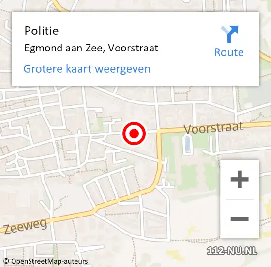 Locatie op kaart van de 112 melding: Politie Egmond aan Zee, Voorstraat op 16 februari 2017 12:56