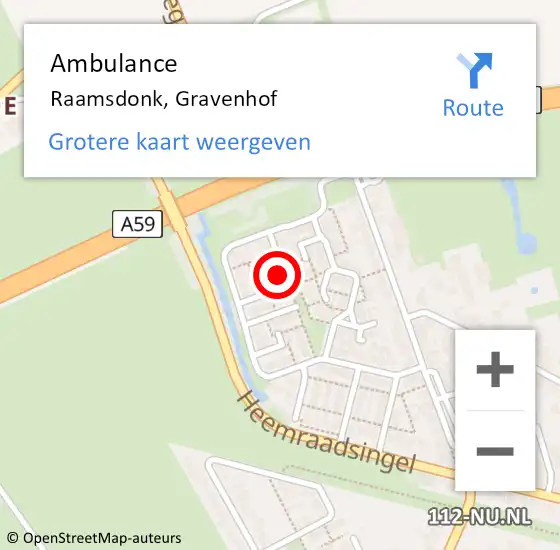 Locatie op kaart van de 112 melding: Ambulance Raamsdonk, Gravenhof op 16 februari 2017 13:41