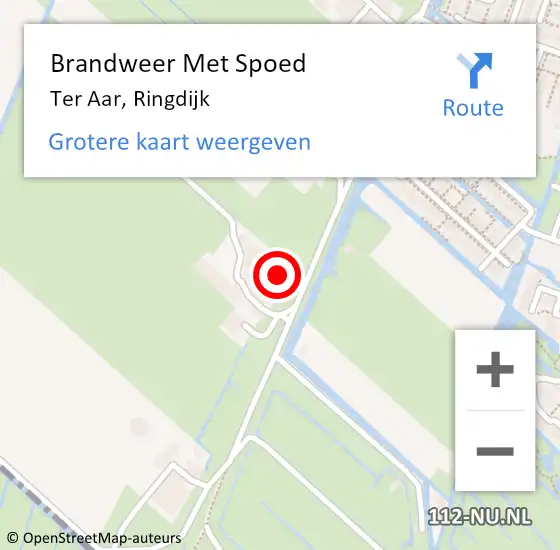 Locatie op kaart van de 112 melding: Brandweer Met Spoed Naar Ter Aar, Ringdijk op 16 februari 2017 14:19