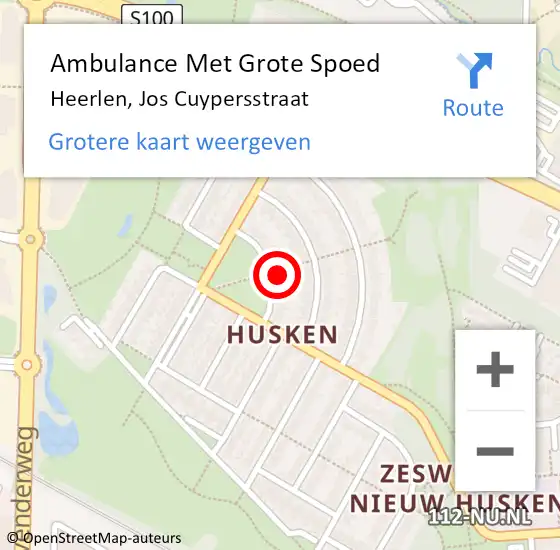 Locatie op kaart van de 112 melding: Ambulance Met Grote Spoed Naar Heerlen, Jos Cuypersstraat op 19 september 2013 01:37