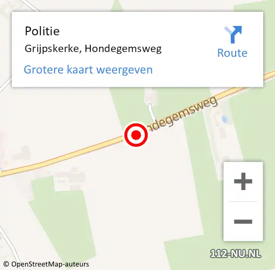 Locatie op kaart van de 112 melding: Politie Grijpskerke, Hondegemsweg op 16 februari 2017 15:59