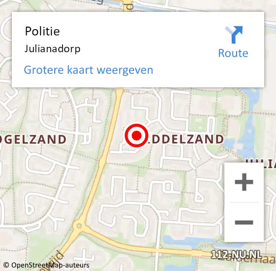 Locatie op kaart van de 112 melding: Politie Julianadorp op 16 februari 2017 16:48