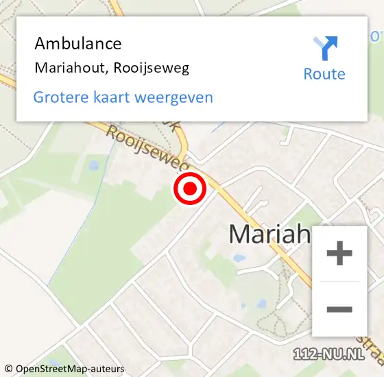 Locatie op kaart van de 112 melding: Ambulance Mariahout, Rooijseweg op 16 februari 2017 16:50