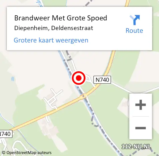 Locatie op kaart van de 112 melding: Brandweer Met Grote Spoed Naar Diepenheim, Deldensestraat op 16 februari 2017 17:46