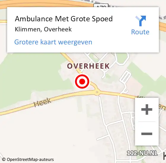 Locatie op kaart van de 112 melding: Ambulance Met Grote Spoed Naar Klimmen, Overheek op 11 januari 2014 09:58