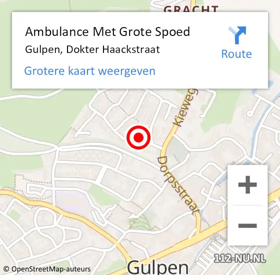 Locatie op kaart van de 112 melding: Ambulance Met Grote Spoed Naar Gulpen, Dokter Haackstraat op 11 januari 2014 10:00